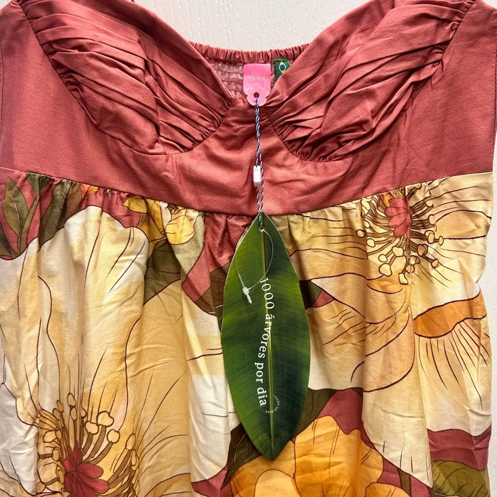 NWT FARM Rio Floral Pink and Yellow Mini Dress Size M - Picture 6 of 8